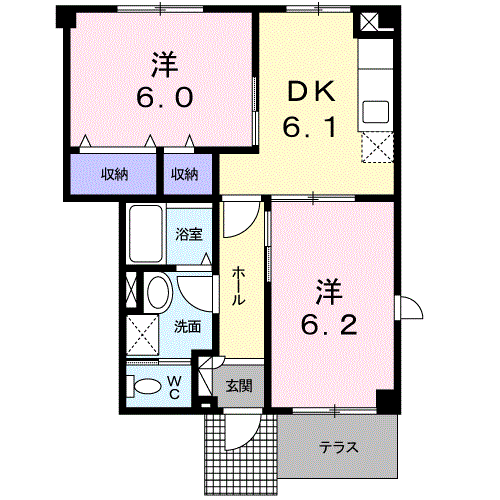 間取り1F 2DK
